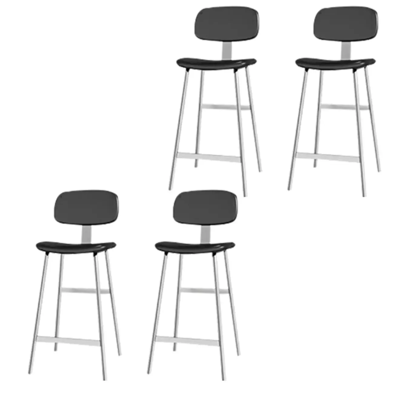 Industrial Faux Leather Metal Frame Bar Stools with Backs