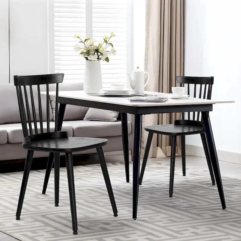 Black Windsor Spindle-Back Dining Chair, Set of 2/4