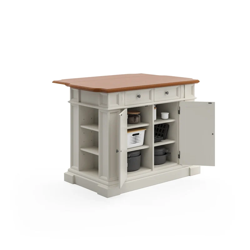 Copper Grove Cannington White Distressed Oak Kitchen Island