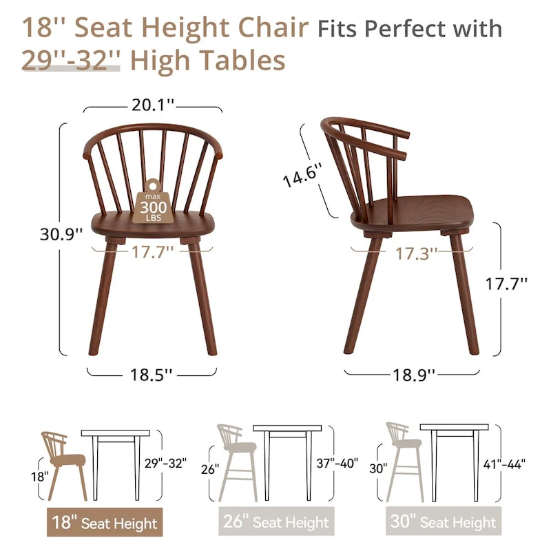 Modern Kitchen Wooden Spindle Back Armless Set of 4 Dining Chairs