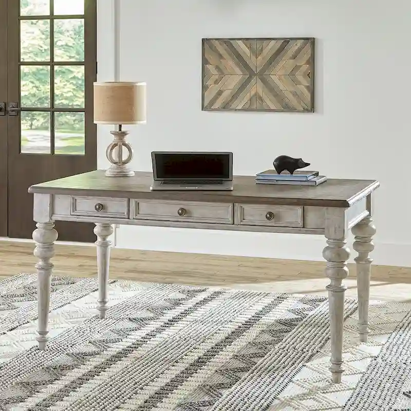 Antique White Writing Desk, 1-Person