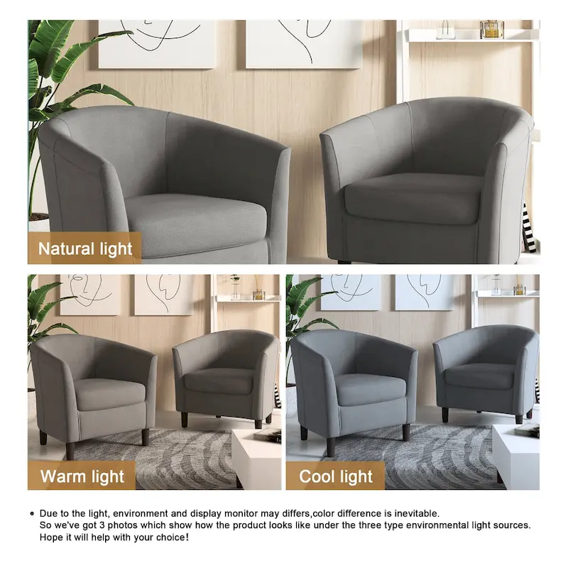 Linen Barrel Accent Chairs - Beige/Blue/Grey/Khaki/Light Grey, Modern Design