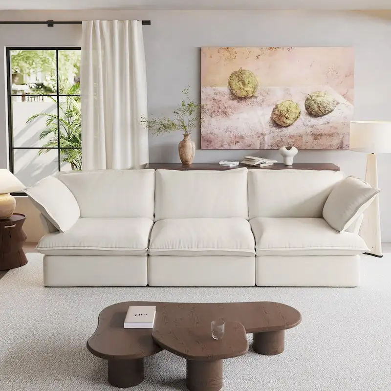 Modern Comfy Cloud Sofa Couch, Minimalist Down-Filled Sectional Sofas Couches, Cushion Covers Removable