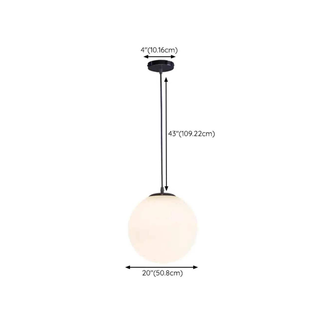 Modern White Glass Globe Pendant Light