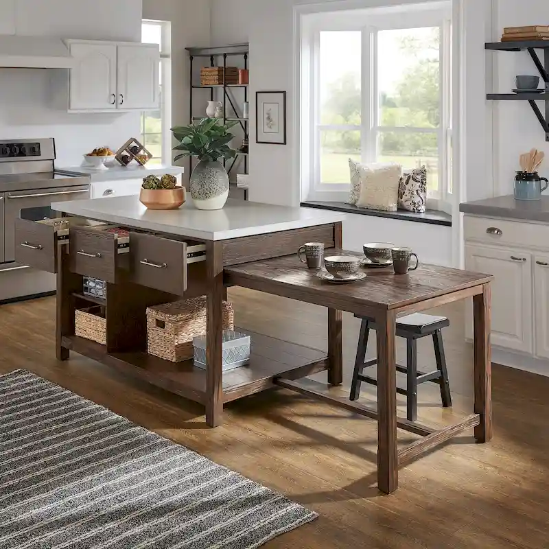 Tali Reclaimed Look Extendable Kitchen Island by iNSPIRE Q Classic