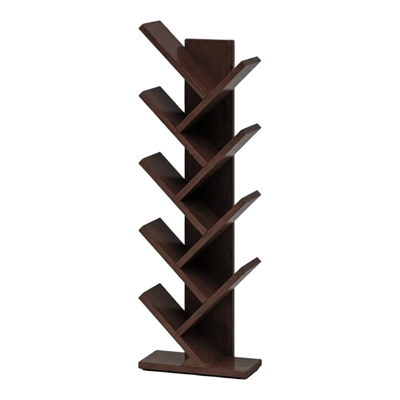 Black Wood Tree-Shaped Vertical Display Bookcase