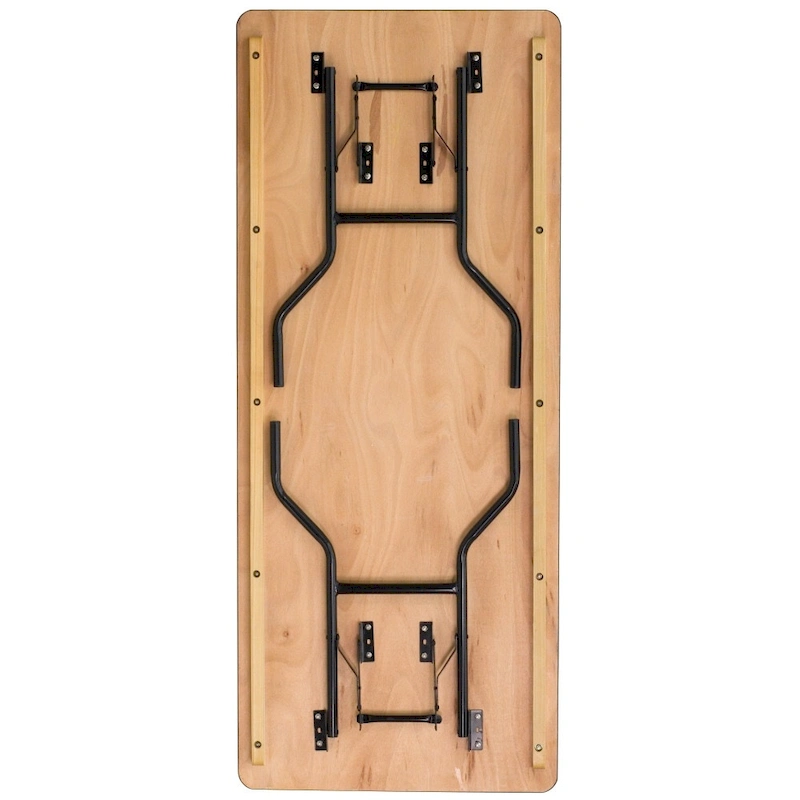 6-Foot Rectangular Wood Folding Banquet Table with Clear Coated Finished Top - 72D x 30W x 30.25H