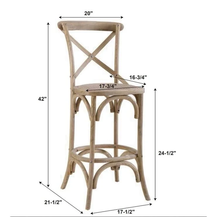 Delilah Rustic Cross Back Counter Stool