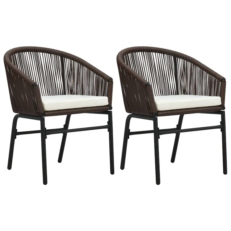 vidaXL Patio Chairs 2 Pcs Wicker Patio Dining Chair with Cushion PE Rattan