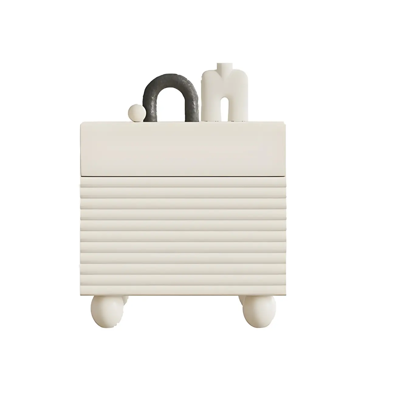 Narrow Cubic 2-Drawer Wood Small Bedside Table