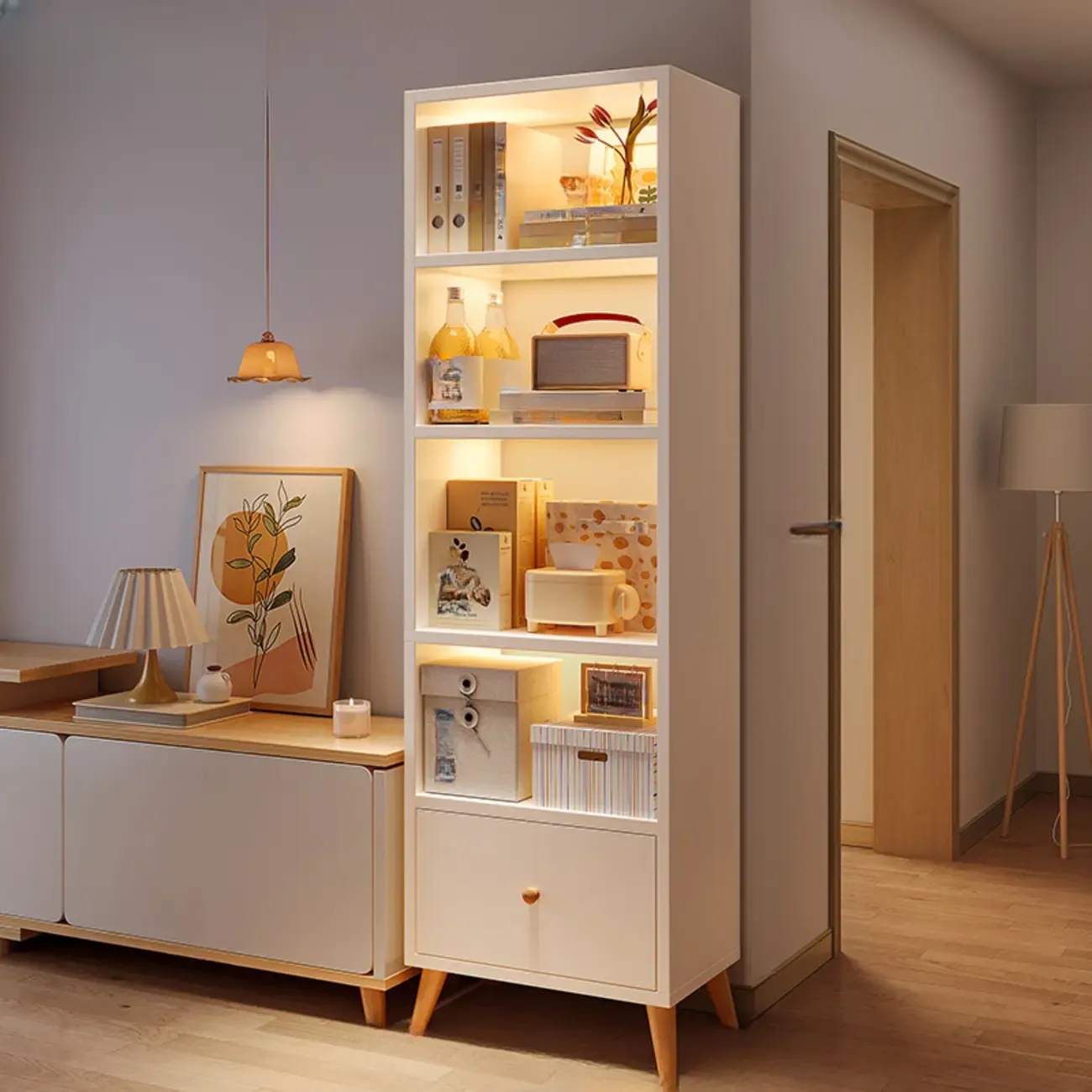 Modern Rectangular Bookshelf with Drawers