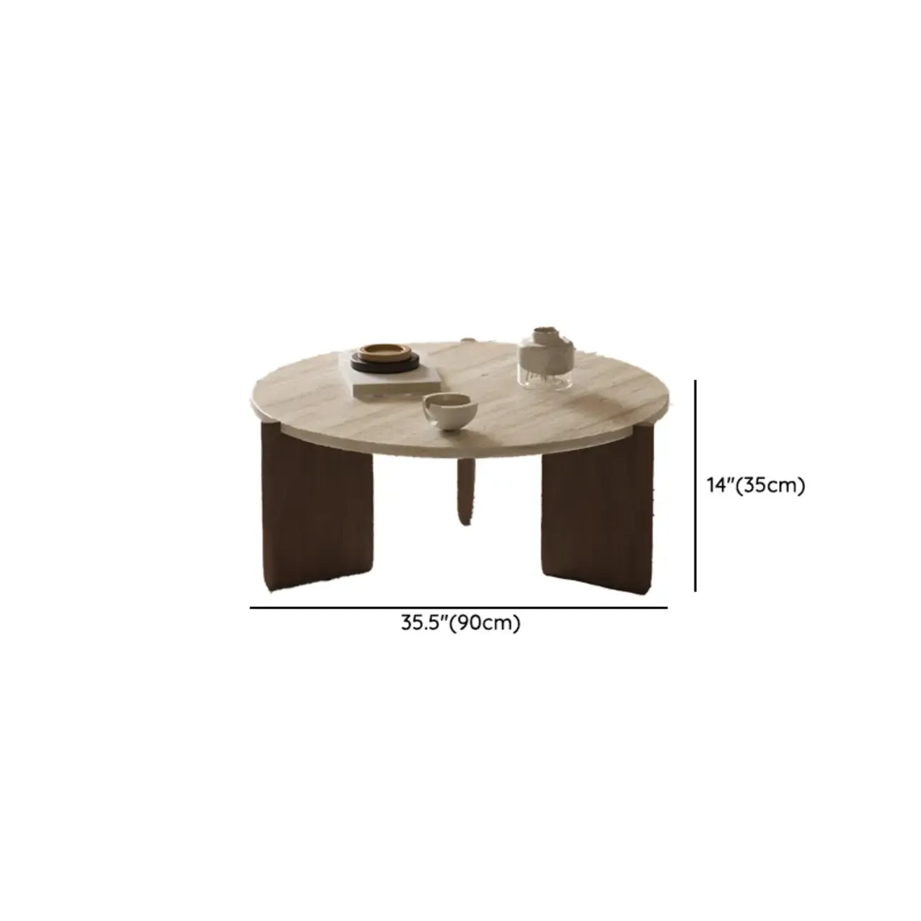 Modern Beige Travertine Top Coffee Table in Hexagon/Round
