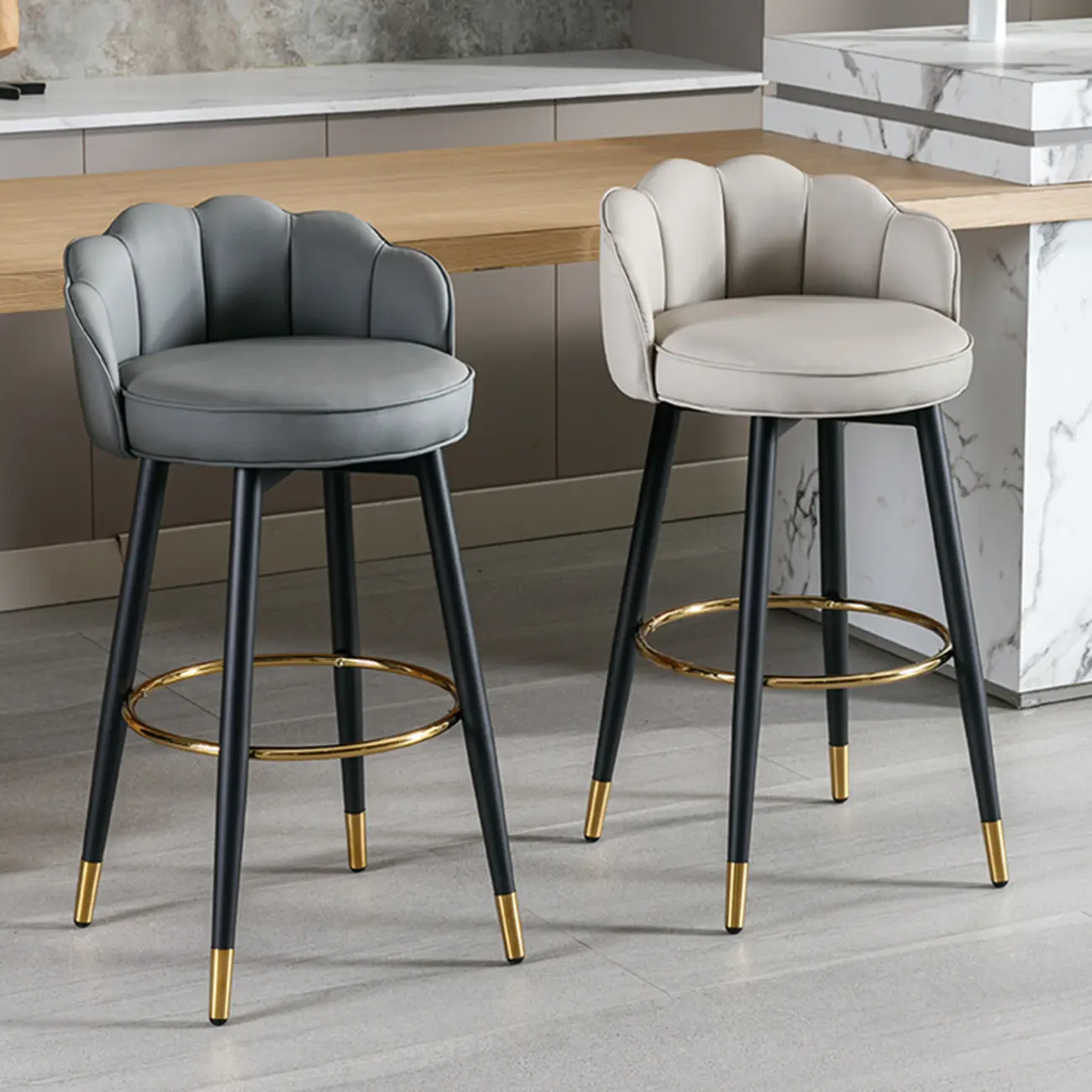 360¡ã Swivel Leather Bar Stool Counter Height