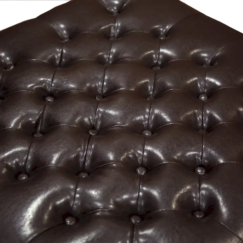 Cairona Tufted Bi-cast leather 34-Inch Shelved Ottoman Table
