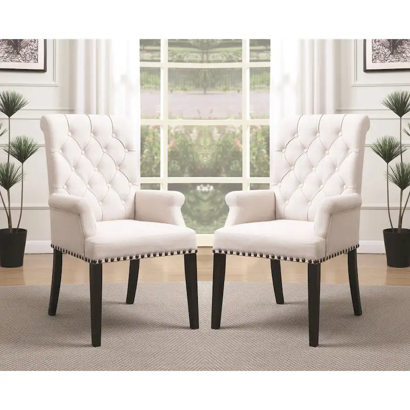 French Baroque Designed Dining Set with Button Tufted Chairs