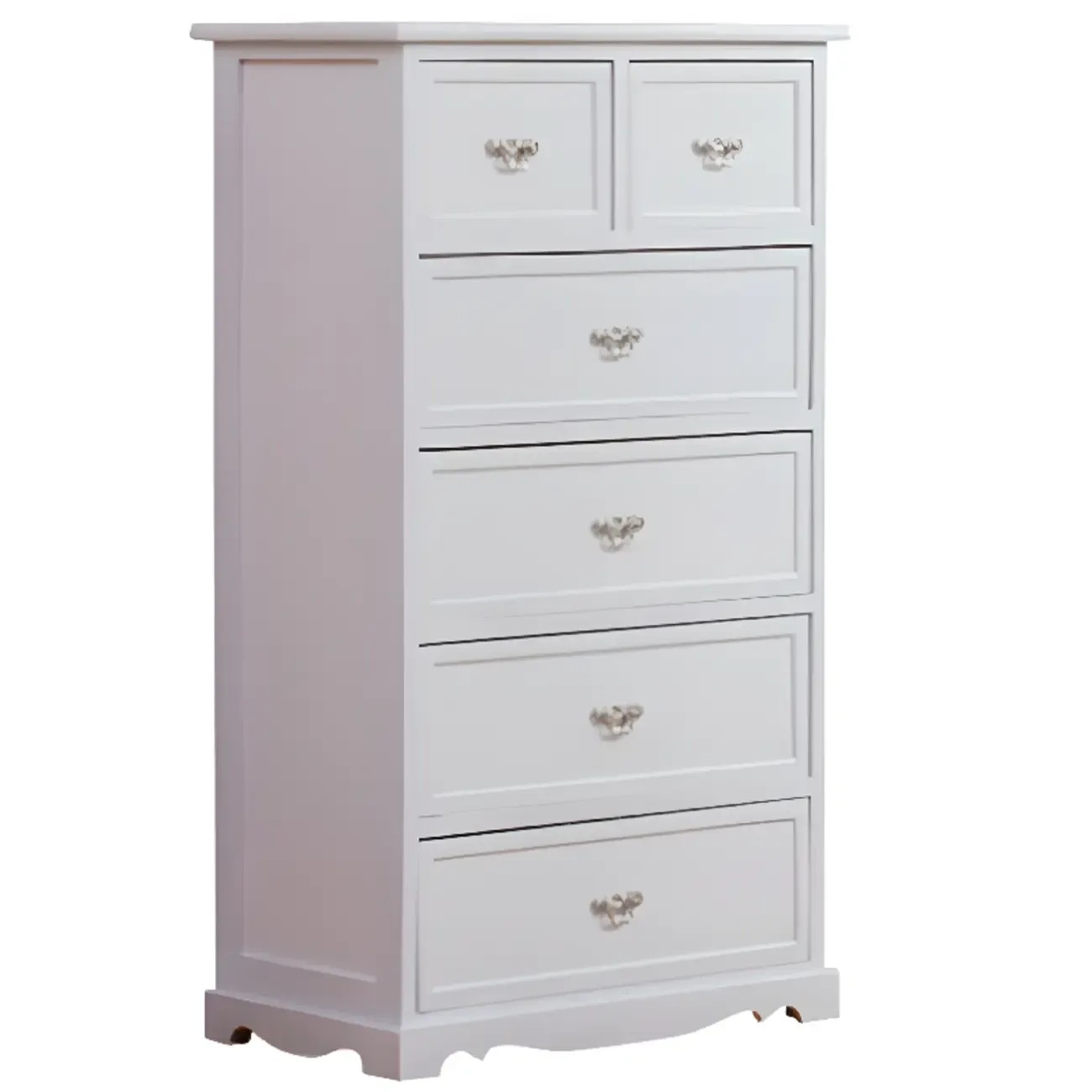 Elegant Wooden 9-Drawer White Dresser with Metal Handle