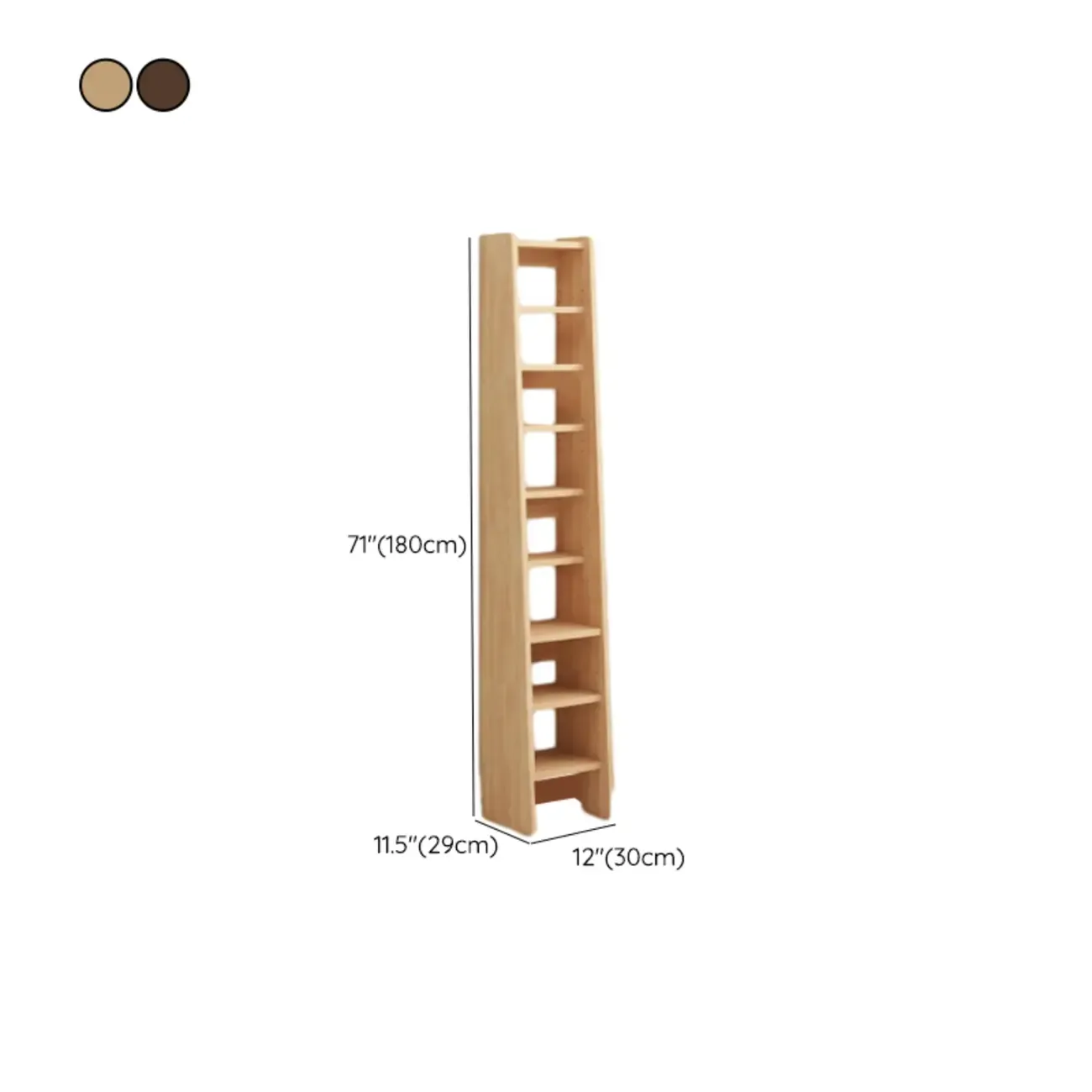 Walnut Wooden Ladder Shelf Unit 7-Tier