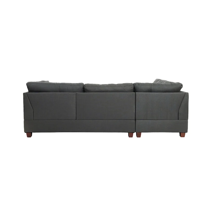 Gray Reversible Chaise Sectional Sofa with Ottoman