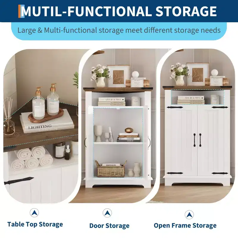 American Country Corner Storage Cabinet Versatile Storage for Multiple Scenarios Bathroom, Kitchen, and Living Room Storage Solution