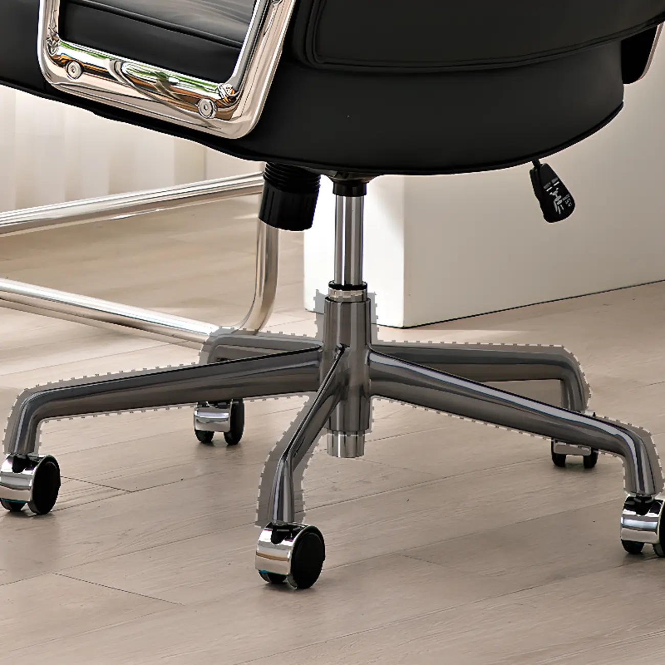 Upholstered Apricot Leather Adjustable Swivel Office Chair