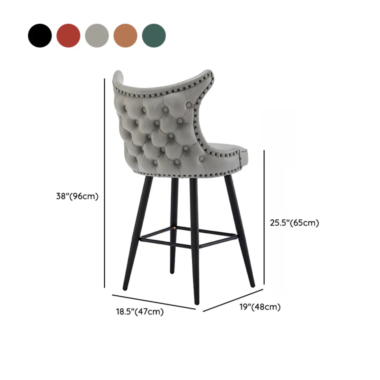 Tufted Four Legs Leather Wingback Counter Bar Stools