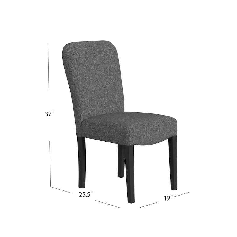 HomePop Rounded Back Upholstered Dining Chair-Black Woven (set of 2)