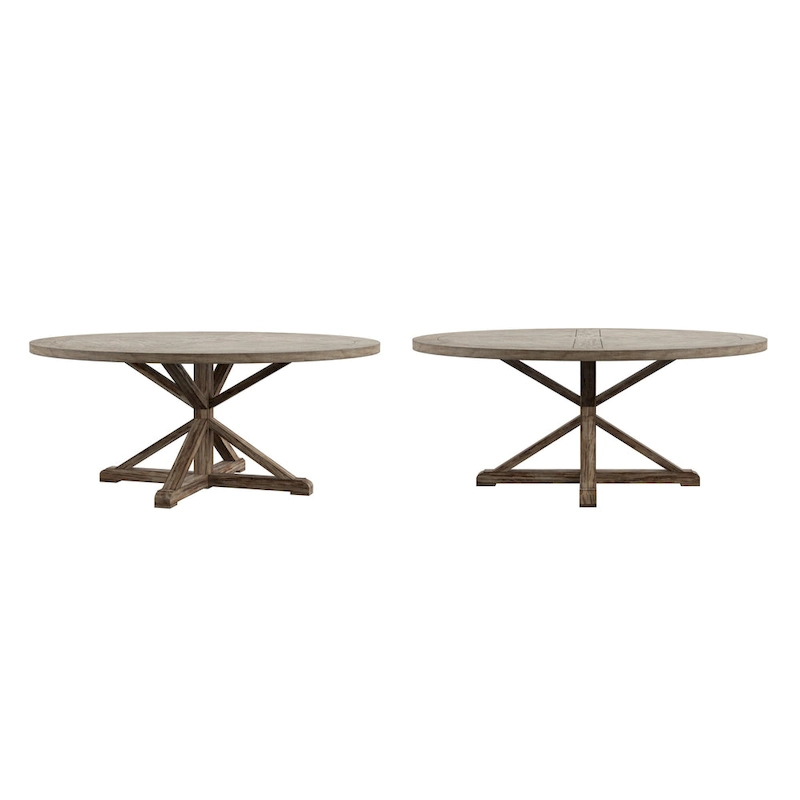 Krakova Rustic X-Base Round Pine Wood Dining Table