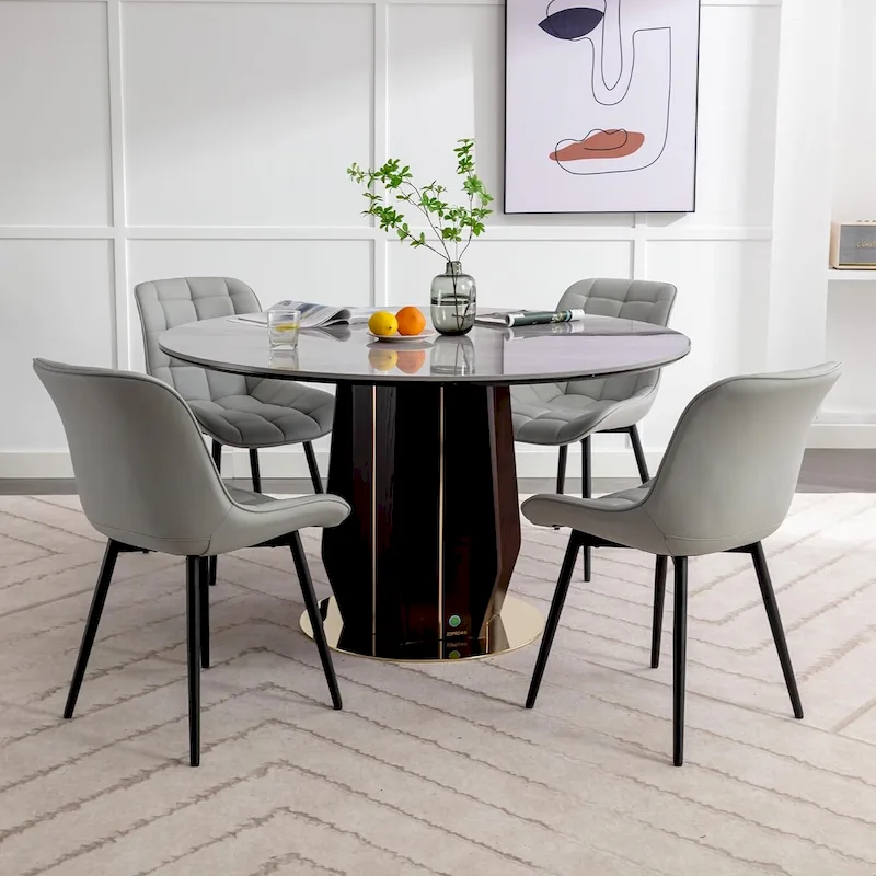 XINMICS Modern Upholstered Faux Leather Dining Chairs Set of 2