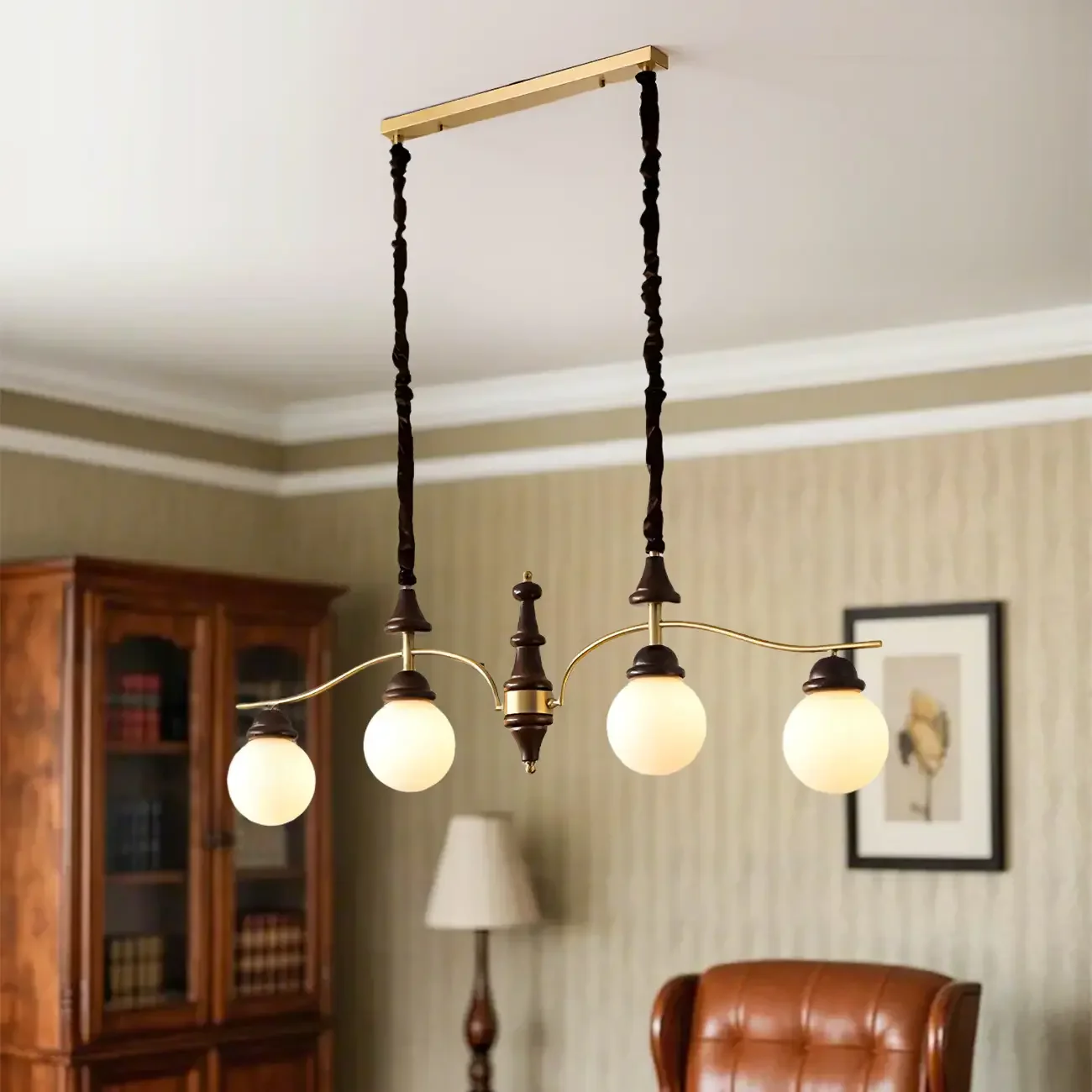 Kitchen Modern Brown Glass Globe Island Pendant Light