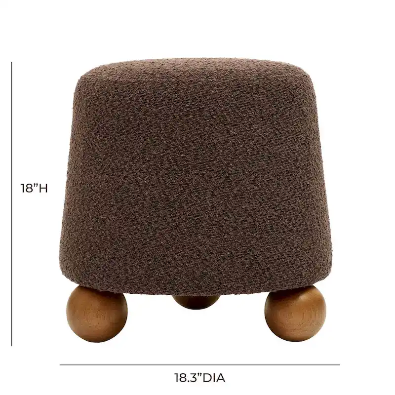 Chocolate Brown Boucle Upholstered Stool - Small