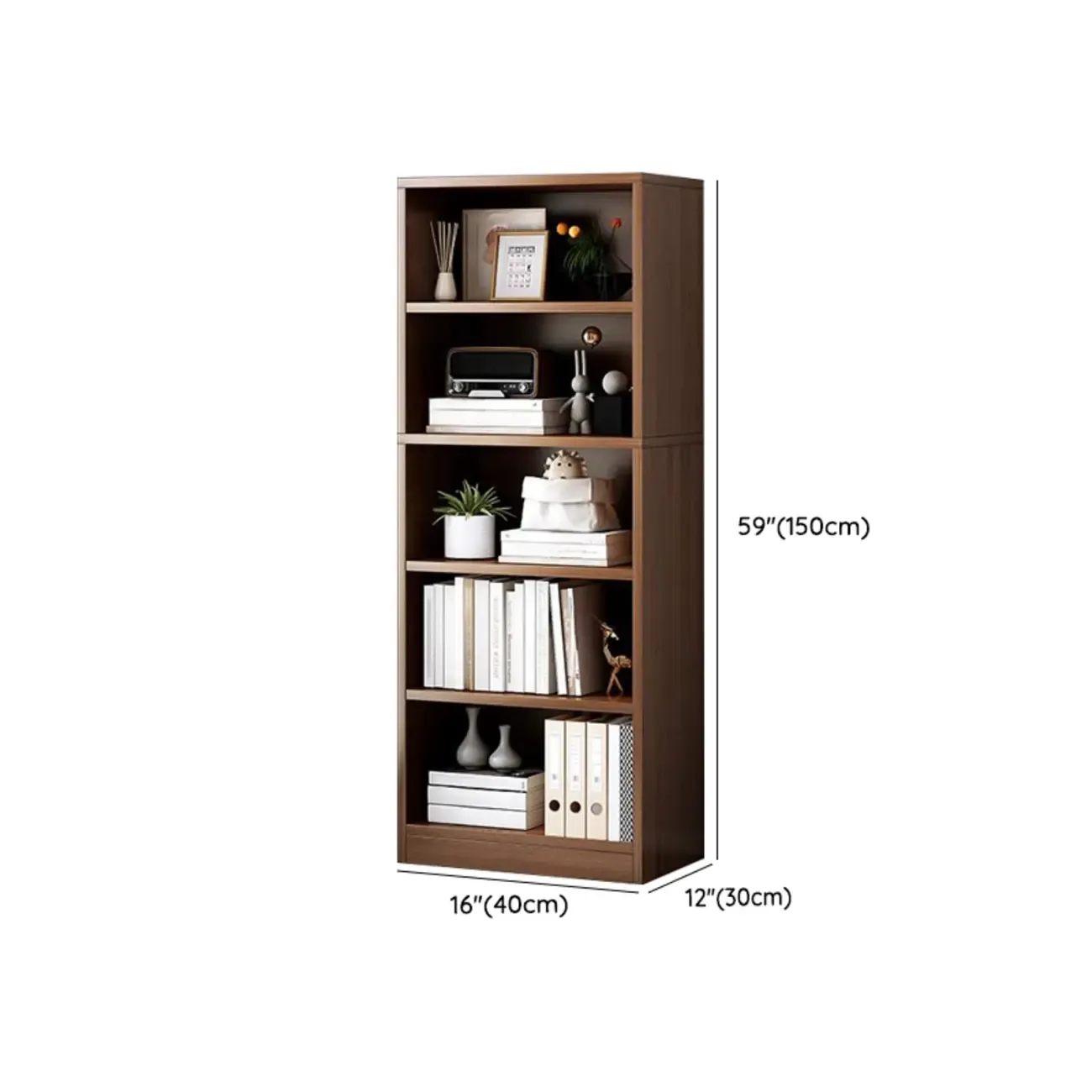 Modern Multi-Layer Brown Lumber Closed Back Bookcase