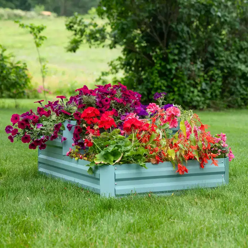 Sunnydaze 2-Tier Galvanized Steel Raised Garden Bed - 17.75 H