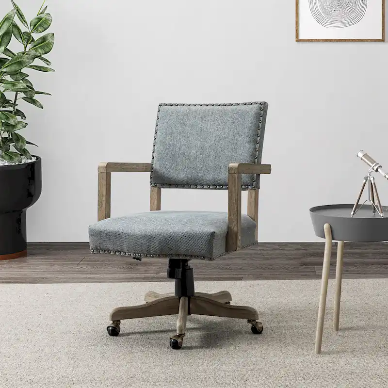 Taresa Modern Mid-Back Swivel Height Adjustable Task Chair with Nailhead Trim by HULALA HOME