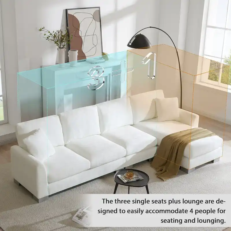 Chenille L-Shaped Sectional Sofa with Chaise - 4-5 Seat