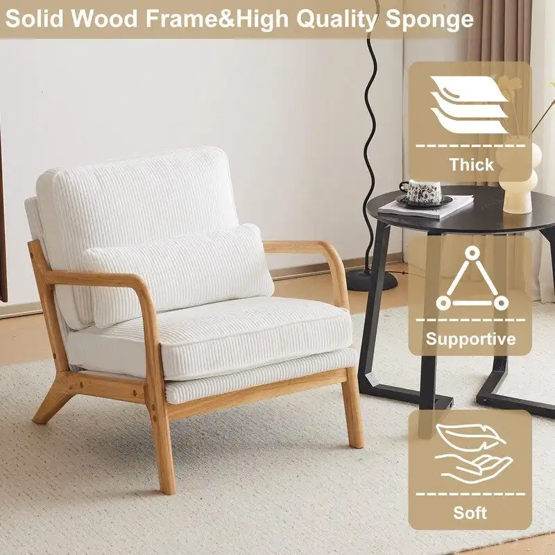 Upholstered Linen Blend Accent Chair