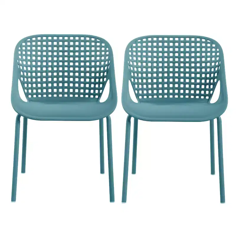Christopher Knight Home Chaitanya Modern Patio Iron and Plastic Chairs (Set of 2)