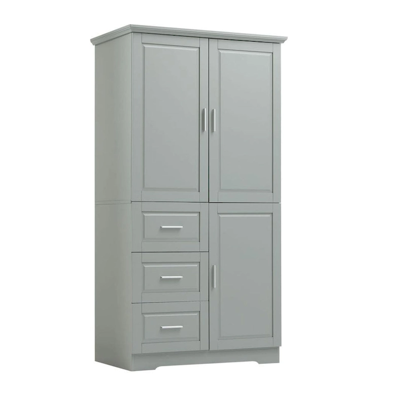 Tall and Wide Storage Cabinet with Doors for Bathroom/Office Three Drawers Grey/White/Black