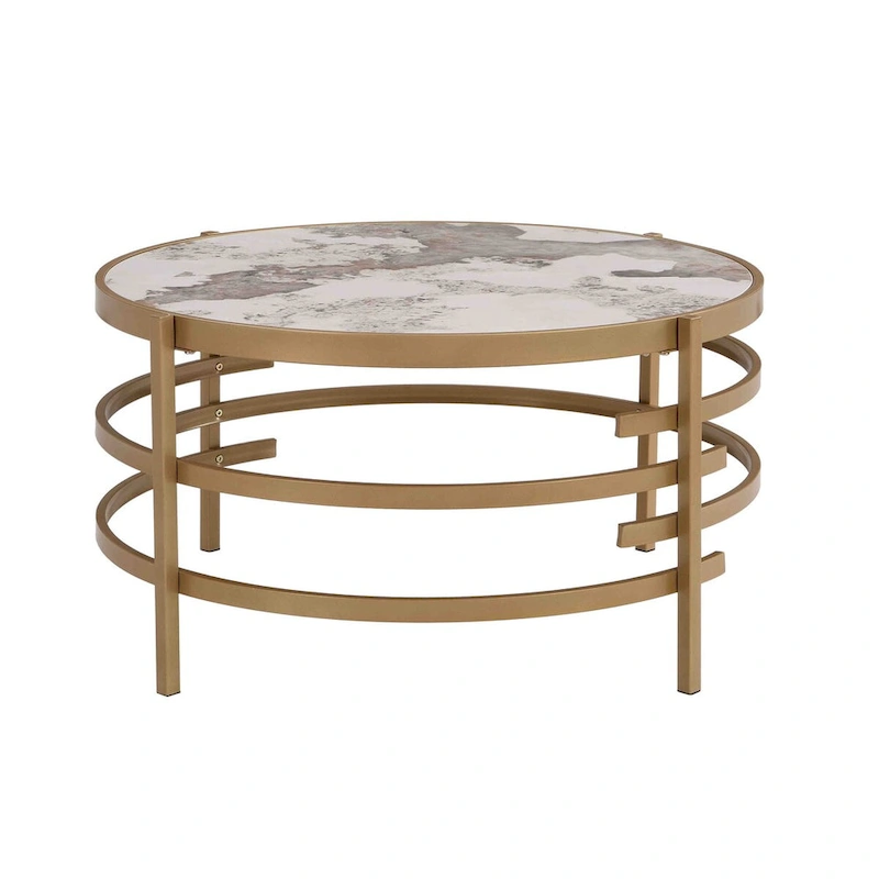 Modern Coffee Table With Sintered Stone Top and Sturdy Metal Frame