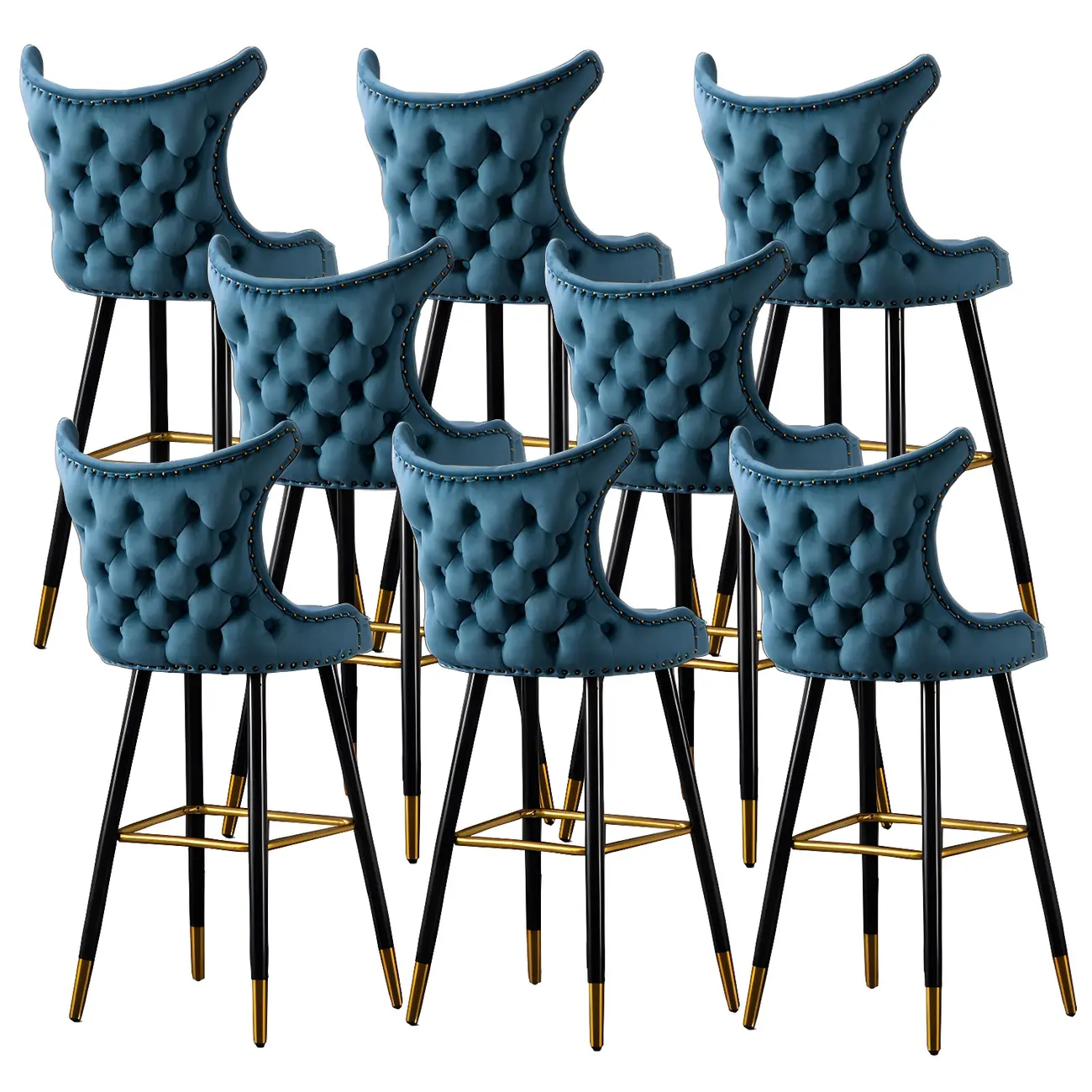 Velvet Upholstered Wingback Counter Height Bar Stools