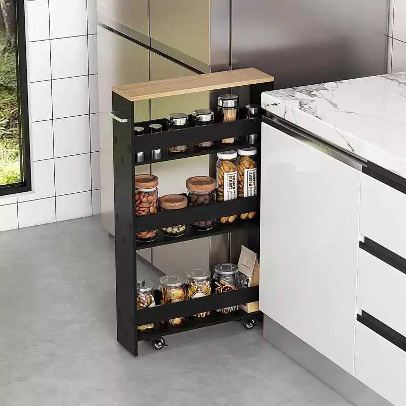 Costway Rolling Kitchen Slim Storage Cart Mobile Shelving Organizer with Handle