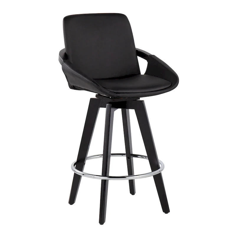 Carson Carrington Pugo Fixed-Height Counter Stool with Black Wood Base (Set of 2)