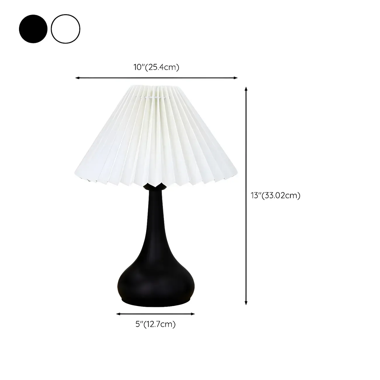 Modern Simple Black LED Table Lamp in Pleated Fabric Shade