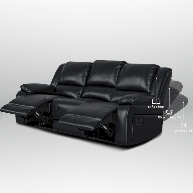 2-Piece Classic Faux Leather Manual Reclining Living Room Sofa Set with Console and Cup Holders
