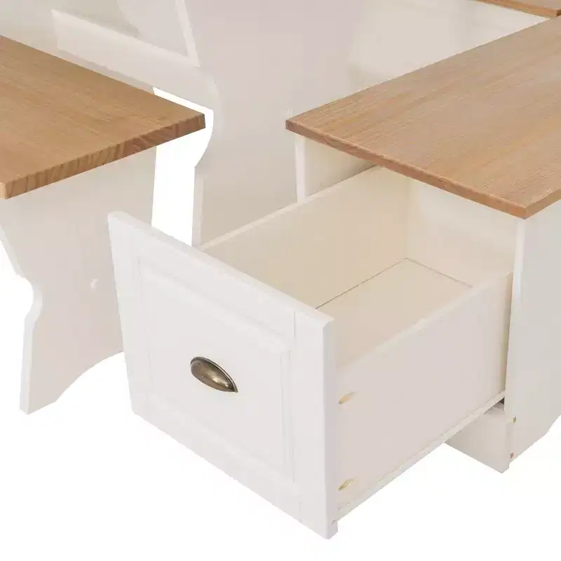 Linon Colby Backless Nook Dining Set White Honey