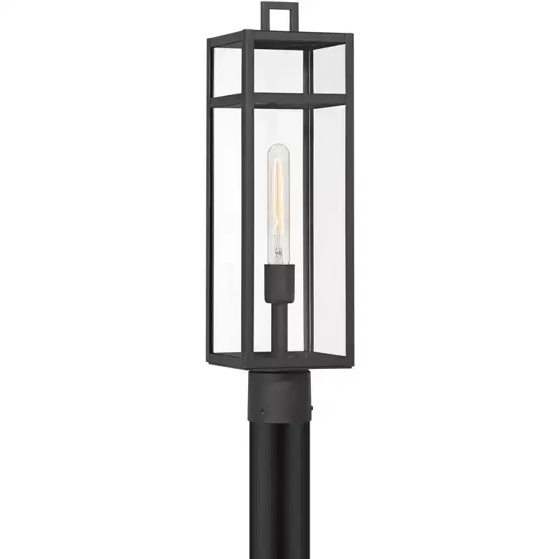 John Timberland San Lucas 21 3/4 High Modern Outdoor Post Light Fixture Pole Porch House Exterior Weatherproof Sand Black Metal Clear Glass Shade