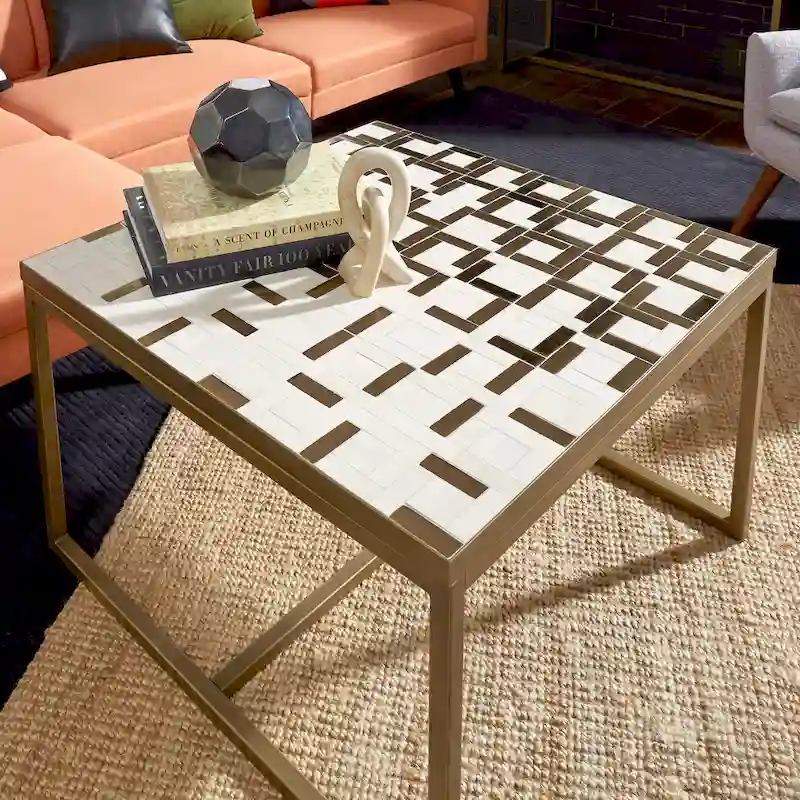 Square Coffee Table with Mosaic Tile Top