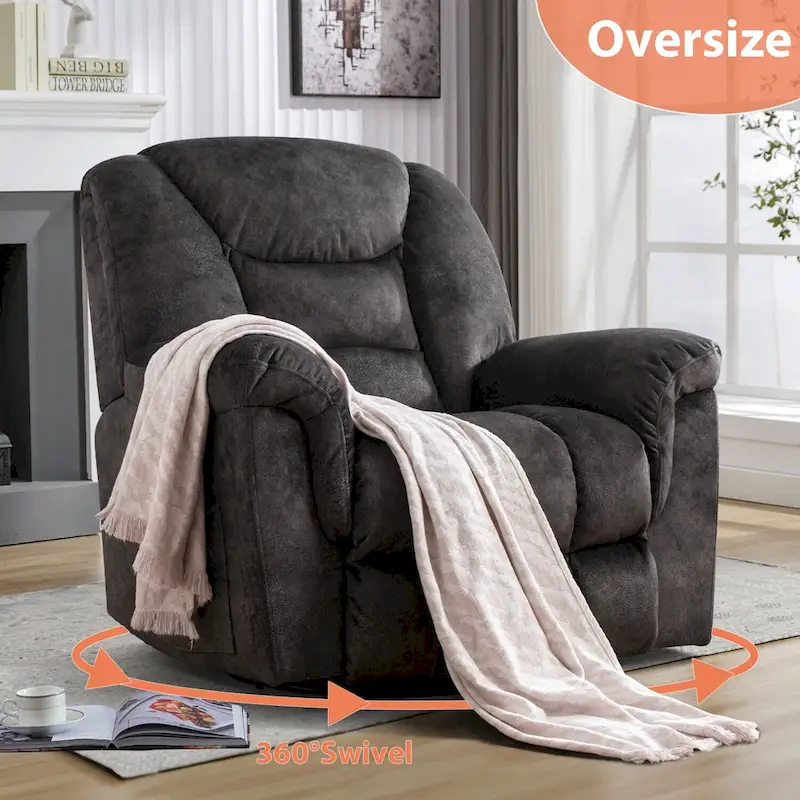 Rocker Recliner Chair Oversized Manual 360 Swivel Recliners for Living Room
