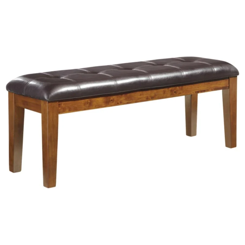 Brown Leatherette Dining Bench - 49.75  W x 16.25  D x 18.5  H