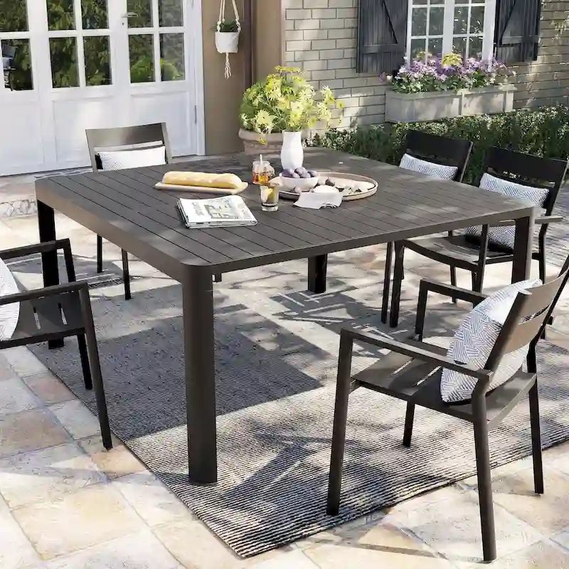 Pellebant Outdoor Dining Table Patio Aluminum Extension Table - 38.2 / 58.7 (W) x 58.7 (L) x 29.5 (H)