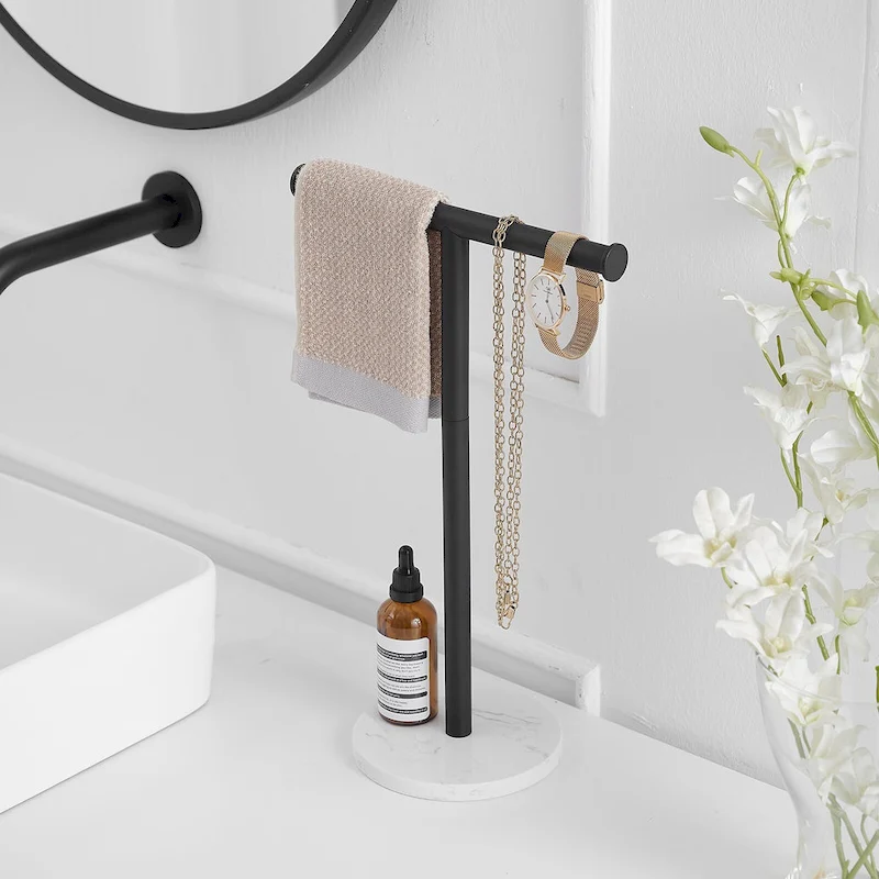 T-Shape Towel Rack With Natural Marble Base